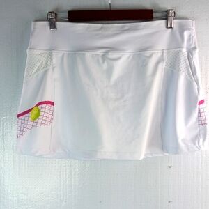 Doue XL Tennis Skort Athletic Wear in Pink n Lime on White